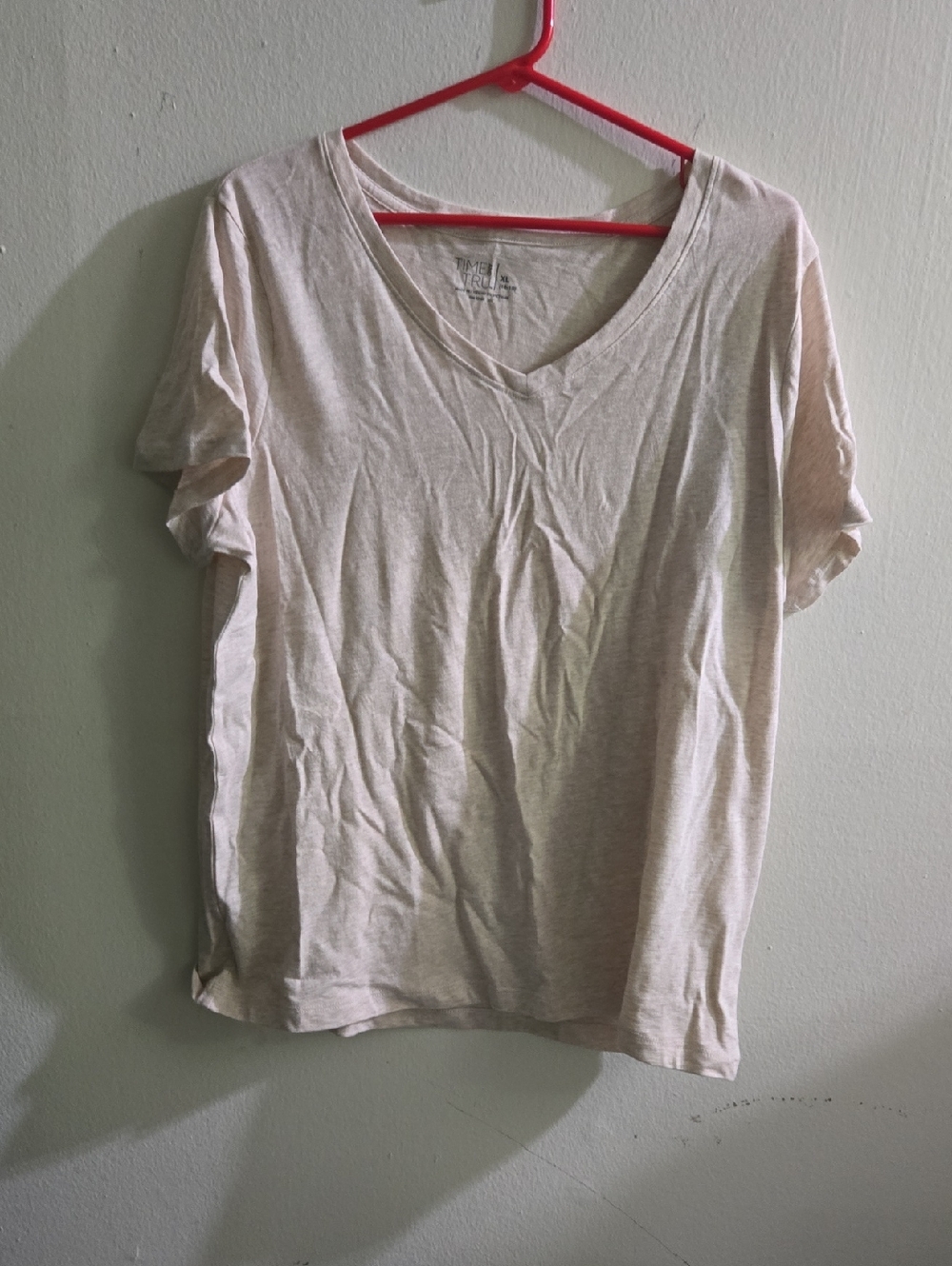 Cream Time And Tru Vneck Short Sleeve Tee
